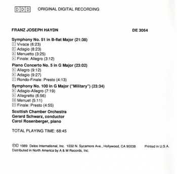 CD Joseph Haydn: Symphony No. 51 In B-Flat Major / Piano Concerto In G Major / Symphony No. 100 In G Major (Military)