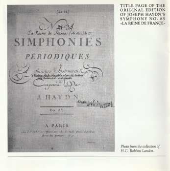 CD Joseph Haydn: Paris Symphonies II - 1785-1786 - Nos. 85, 86 & 87