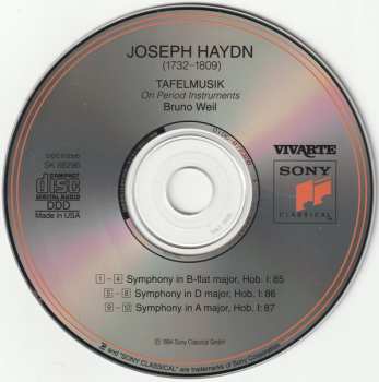 CD Joseph Haydn: Paris Symphonies II - 1785-1786 - Nos. 85, 86 & 87