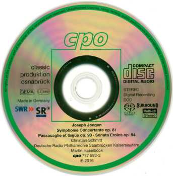 SACD Christian Schmitt: Symphonie Concertante Op. 81 • Passacaglie Et Gigue Op. 90 • Sonata Eroica Op. 94