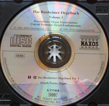 CD Joseph Payne: Das Buxheimer Orgelbuch = The Buxheim Organ Book - Volume 3