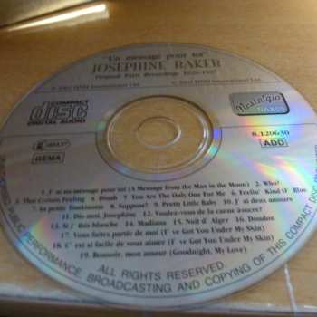 CD Josephine Baker: Un Message Pour Toi - Original Paris Recordings 1926 - 1937