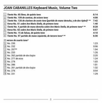 CD Juan Cabanilles: Keyboard Music, Volume Two: 24 Works For Organ And For Harpsichord