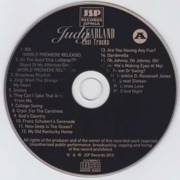4CD/Box Set Judy Garland: Lost Tracks 1929 - 1959