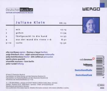 CD Juliane Klein: Mit / Gehen / Fünfgezackt In Die Hand / Aus Der Wand Die Rinne / Suite