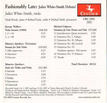 CD Michael Colgrass: Fashionably Late: Juliet White-Smith Debuts!
