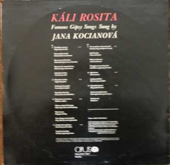 LP Ľudová Hudba Jána Berkyho-Mrenicu: Káli Rosita - Famous Gypsy Songs Sung By Jana Kocianová