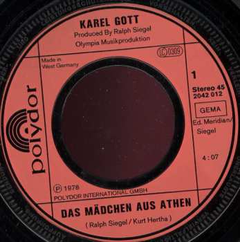 SP Karel Gott: Das Mädchen Aus Athen