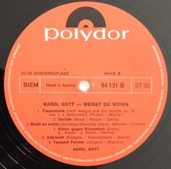 LP Karel Gott: Weißt Du Wohin
