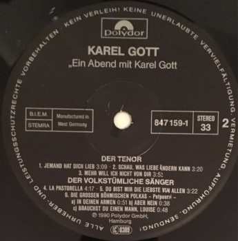 LP Karel Gott: Ein Abend Mit Karel Gott
