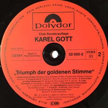 LP Karel Gott: Triumph Der Goldenen Stimme