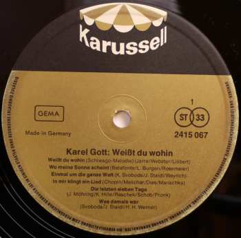 LP Karel Gott: Weißt Du Wohin