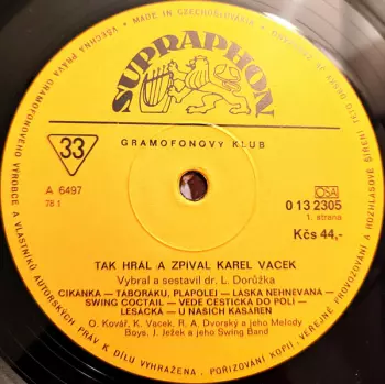 Tak Hrál A Zpíval Karel Vacek