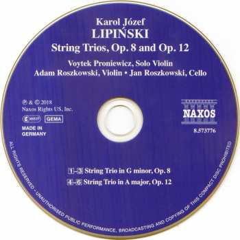 CD Karol Lipiński: String Trios, Op. 8 And Op. 12