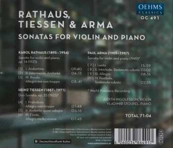 CD Karol Rathaus: Sonatas For Violin And Piano