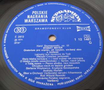 LP The National Warsaw Philharmonic Orchestra: Stabat Mater / Symfonie Č. 3 "Píseň Noci"