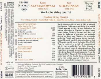 CD Igor Stravinsky: String Quartets • Concertino • Three Pieces • Double Canon