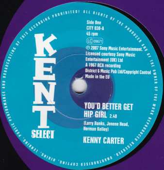 SP Kenny Carter: You'd Better Get Hip Girl / My Life Is No Better