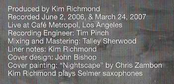CD Kim Richmond Ensemble: Live At Café Metropol