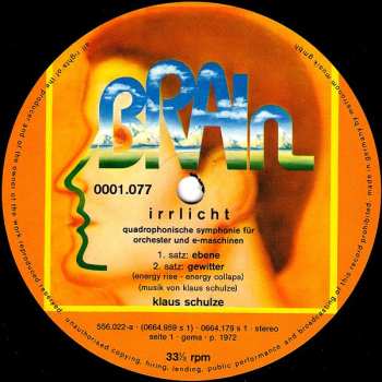 LP Klaus Schulze: Irrlicht