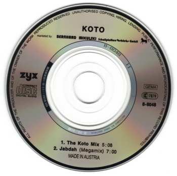 CD Koto: The Koto Mix / Jabdah (Megamix)