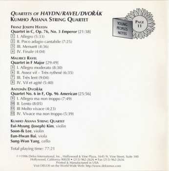 CD Antonín Dvořák: Kumho Asiana String Quartet Plays Haydn, Ravel, Dvořák