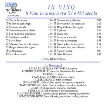 CD La Rossignol: In Vino (Il Vino In Musica Tra XV E XVI Secolo)