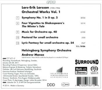 SACD Andrew Manze: Orchestral Works Vol. 1: Symphony No. 1; Music For Orchestra; Lyric Fantasy