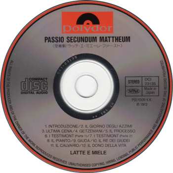 CD Latte E Miele: Passio Secundum Mattheum