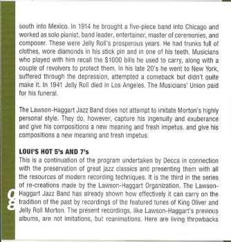 CD Lawson-Haggart Jazz Band: Jelly Roll's Jazz / Louis' Hot 5's And 7's