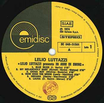LP Lelio Luttazzi: Lelio Luttazzi Presenta.... 30 Anni Di Swing