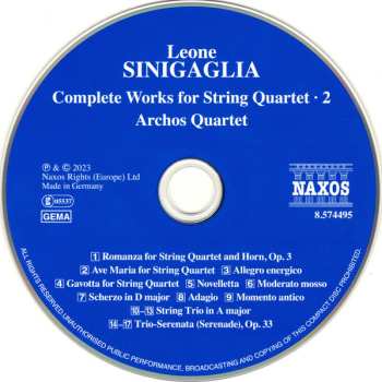 CD Leone Sinigaglia: Complete Works For String Quartet • 2
