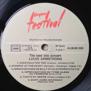2LP Louis Armstrong: The Best Live Concert