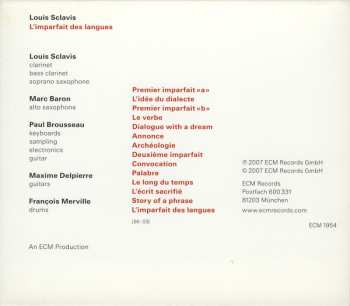 CD Louis Sclavis: L'Imparfait Des Langues