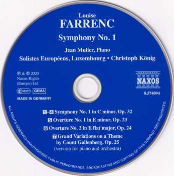 CD Louise Farrenc: Symphony No. 1 / Overtures / Grand Variationss On A Theme By Count Gallenberg