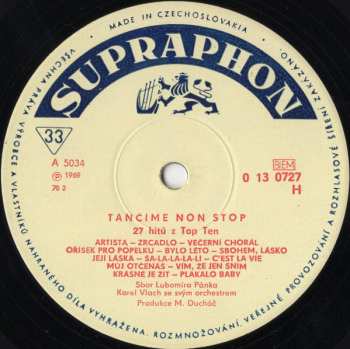 LP Karel Vlach Orchestra: Tančíme Non Stop 27 Hitů Z Top Ten