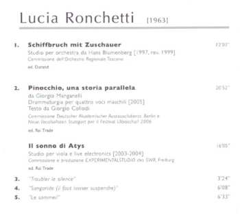 CD Lucia Ronchetti: Schiffbruch Mit Zuschauer - Pinocchio Una Storia Parallela - Il Sonno Di Atys