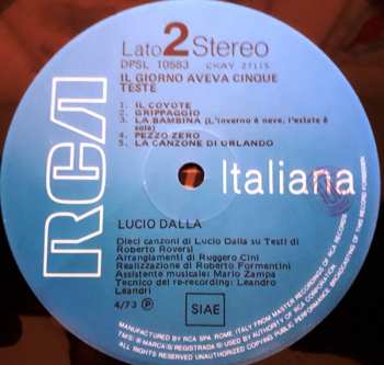 LP Lucio Dalla: Il Giorno Aveva Cinque Teste