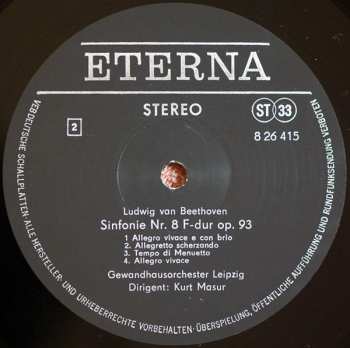 LP Ludwig van Beethoven: Sinfonie Nr. 1, Sinfonie Nr. 8