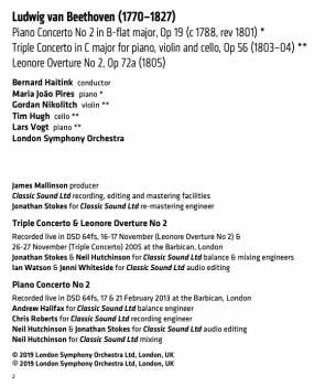 SACD Ludwig van Beethoven: Piano Concerto No. 2 / Triple Concerto