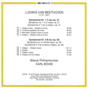 CD Ludwig van Beethoven: Symphonien Nr. 1 & 4