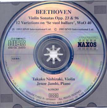 CD Ludwig van Beethoven: Violin Sonatas: No. 4, Op. 23; No. 10, Op. 96 / 12 Variations On 'Se Vuol Ballare' From 'Le Nozze Di Figaro', Wo0 40