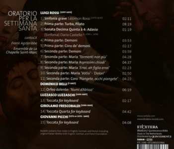 CD Luigi Rossi: Oratorio Della Settimana Santa
