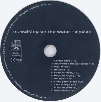 CD M. Walking On The Water: Elysian
