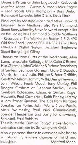 LP Manfred Mann's Earth Band: Criminal Tango