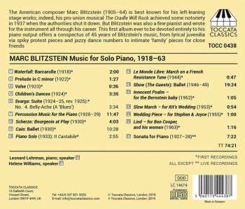 CD Marc Blitzstein: Music For Solo Piano, 1918-63