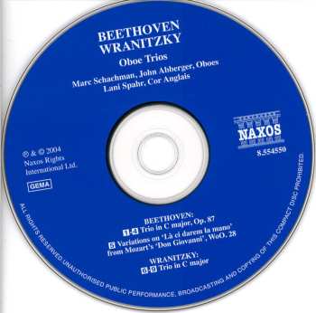 CD Marc Schachman: Beethoven/Wranitzky - Oboe Trios
