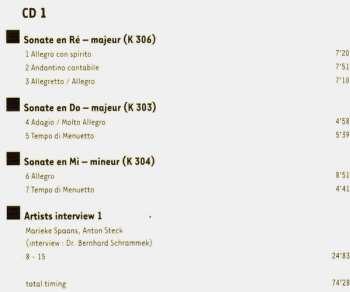 2CD Anton Steck:  Mozart, Paris 1778 - 6 Sonates Pour Forté Piano Avec Accompagnement D'Un Violon K301 - 306