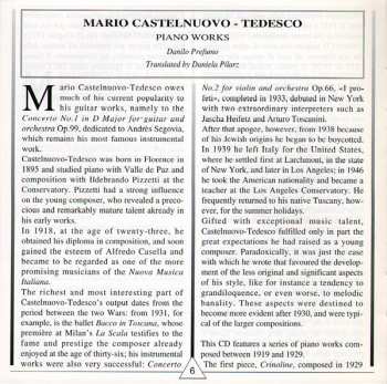 CD Mario Castelnuovo Tedesco: Piano Works