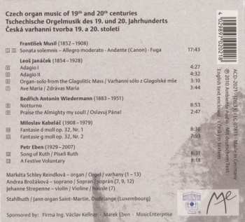 CD Markéta Schley Reindlová: Czech Organ Music Of 19th And 20th Centuries